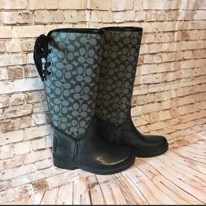 Coach black rain boots